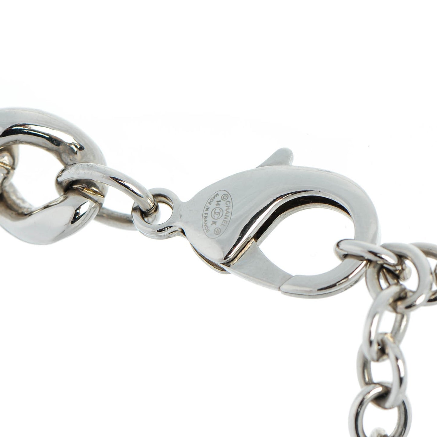 Pearl CC Padlock Necklace Silver