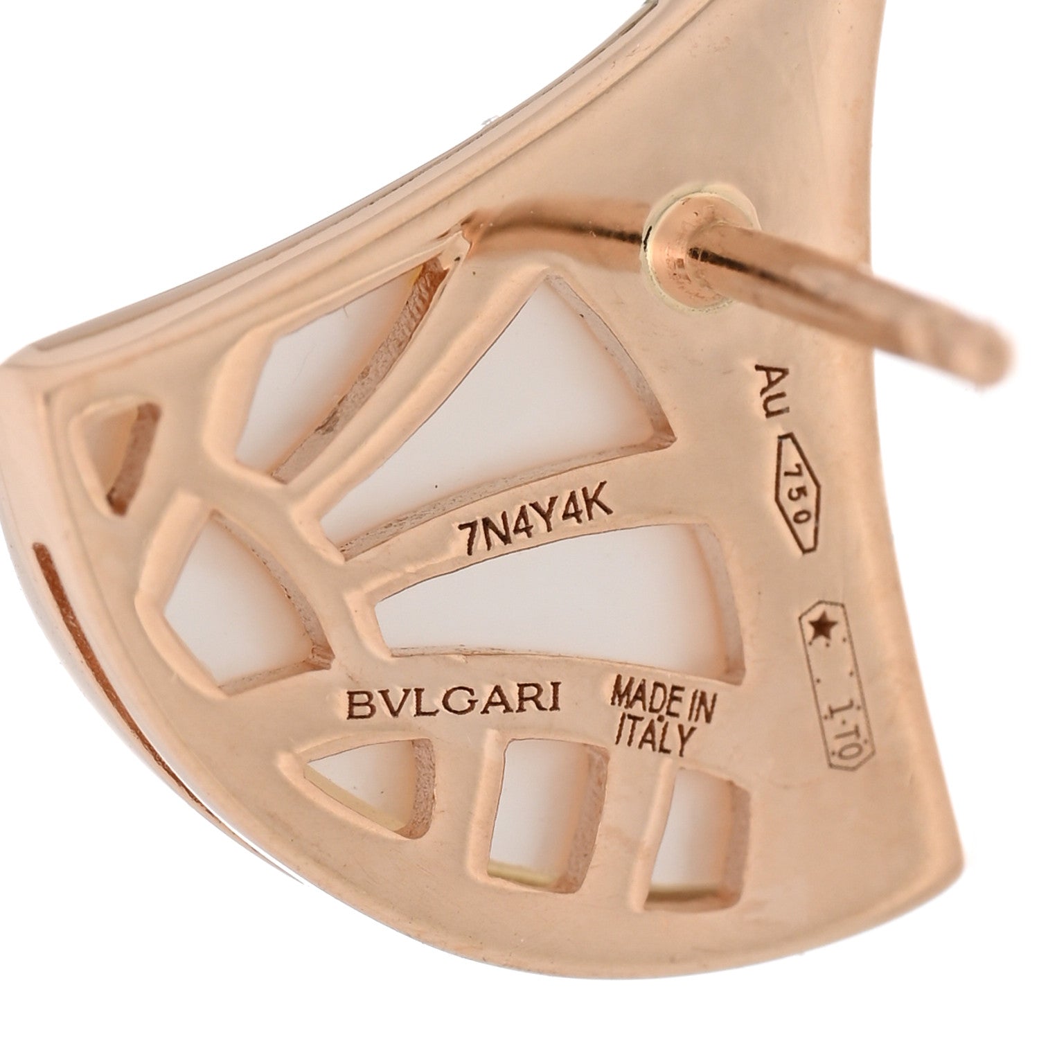 Bulgari 18K Rose Gold Diamond Mother of Pearl Divas' Dream Stud Earrings 4 of 4