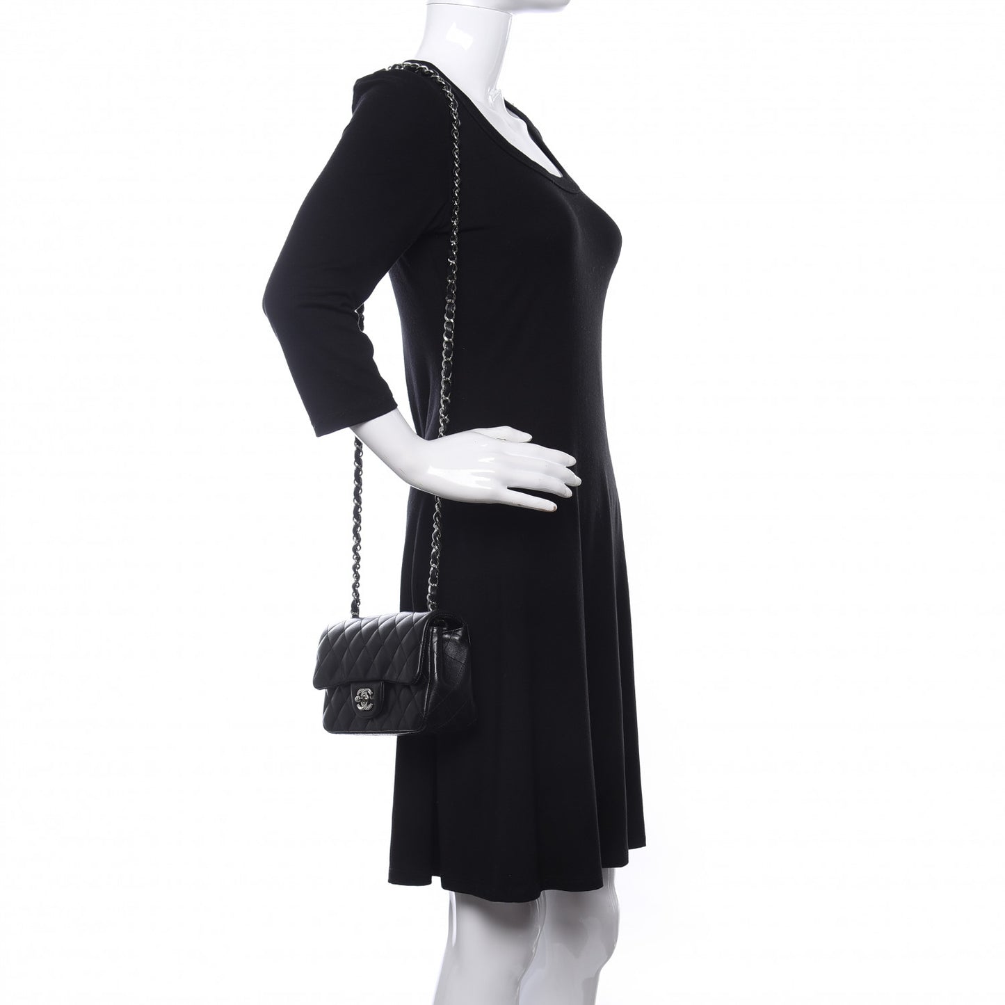 Lambskin Quilted Mini Rectangular Flap Black