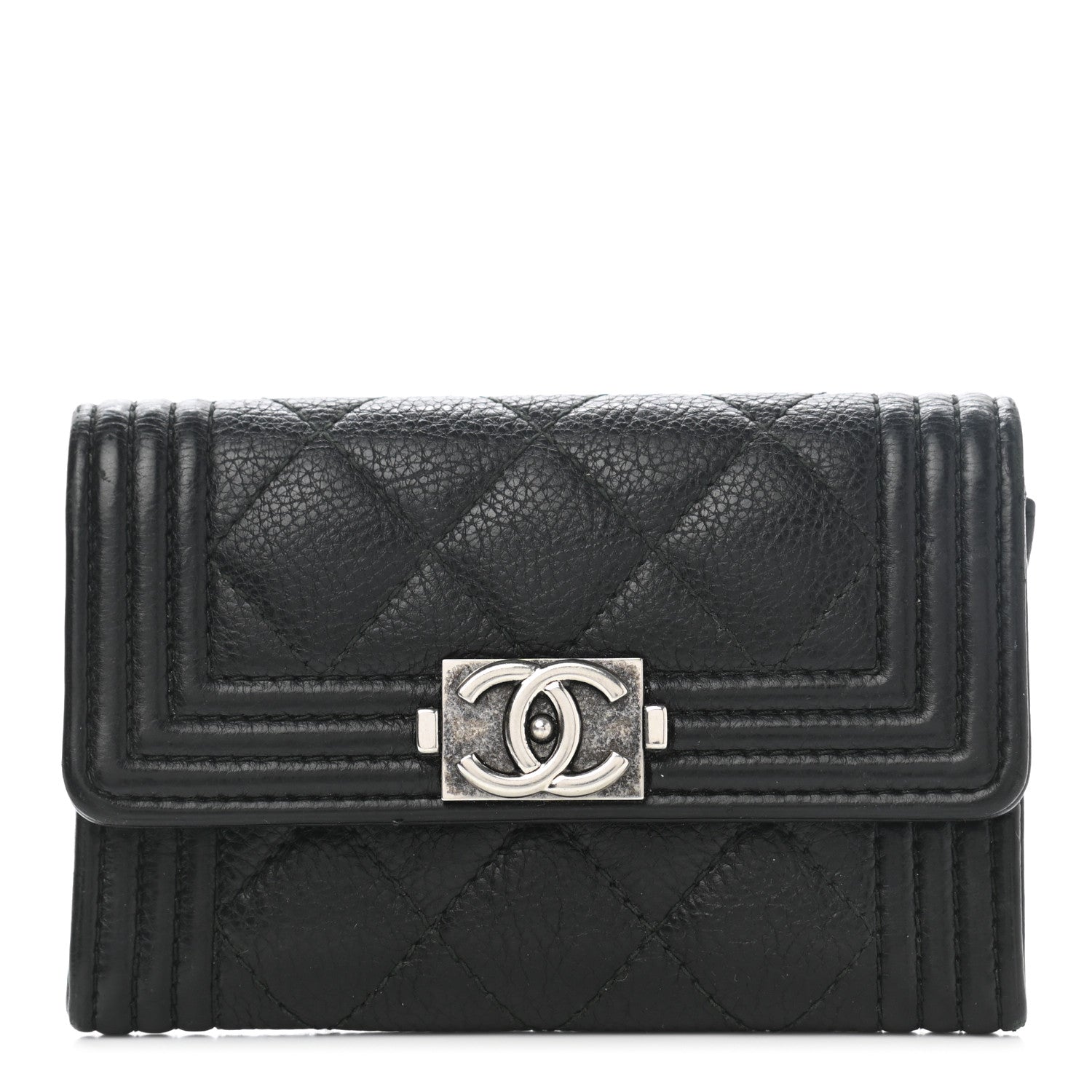 Chanel Caviar Quilted Boy Flap Card Holder Black 1 of 9