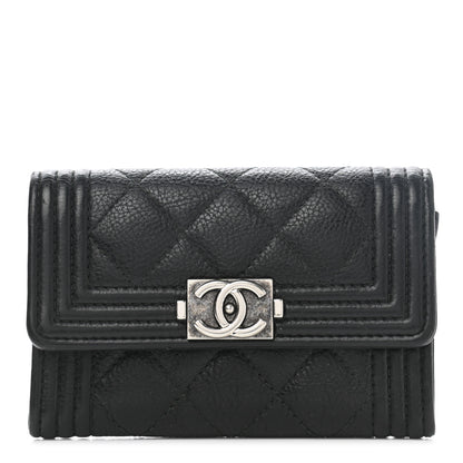 Chanel Caviar Quilted Boy Flap Card Holder Black 1 of 9