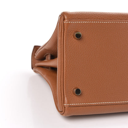 Hermes Taurillon Clemence Shoulder Kelly 40 Gold 6 of 12