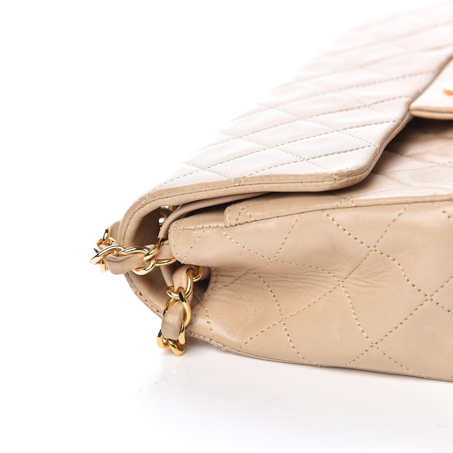Lambskin Quilted Small Double Flap Beige