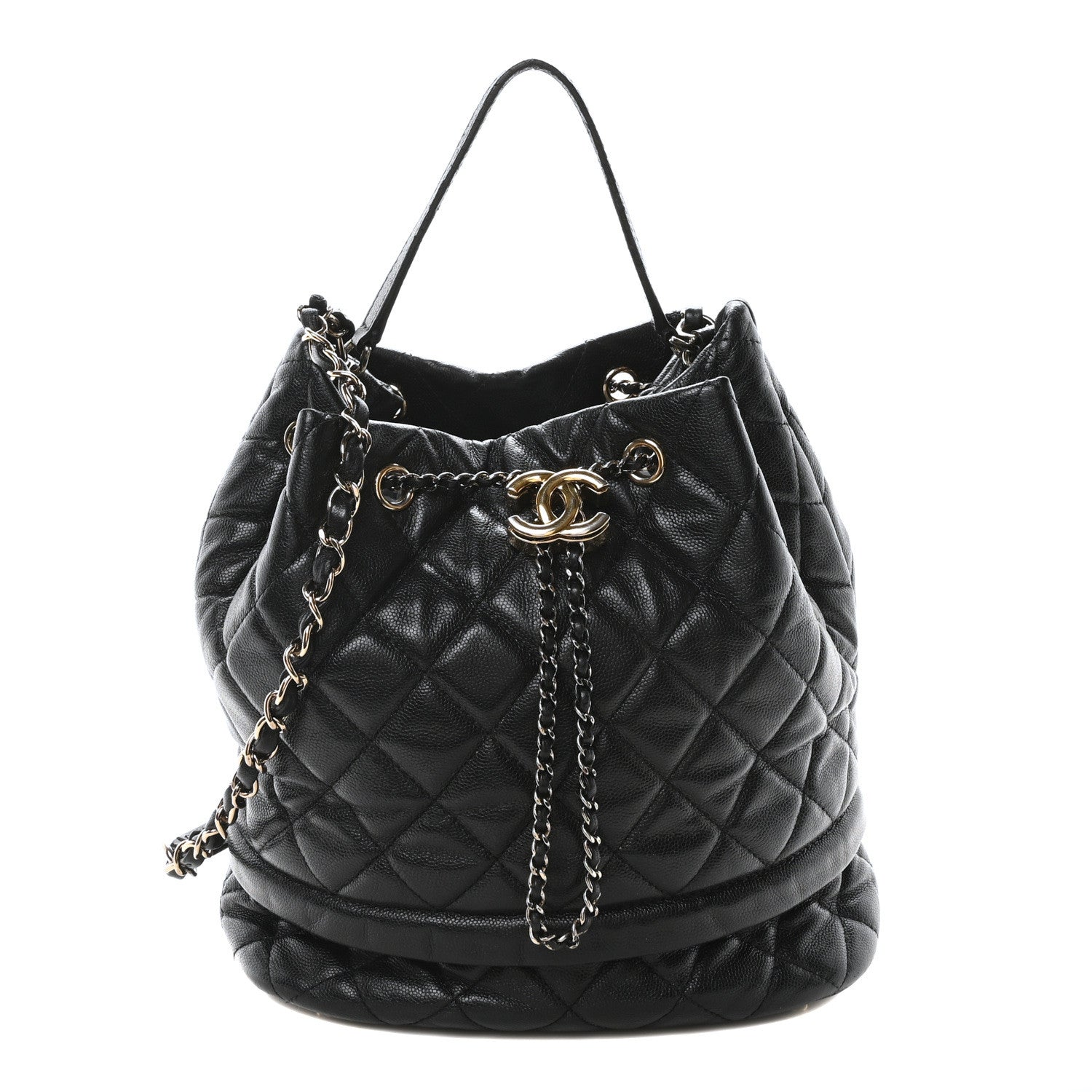 Chanel Caviar Quilted Large Rolled Up Bucket Drawstring Bag Black 1 of 10