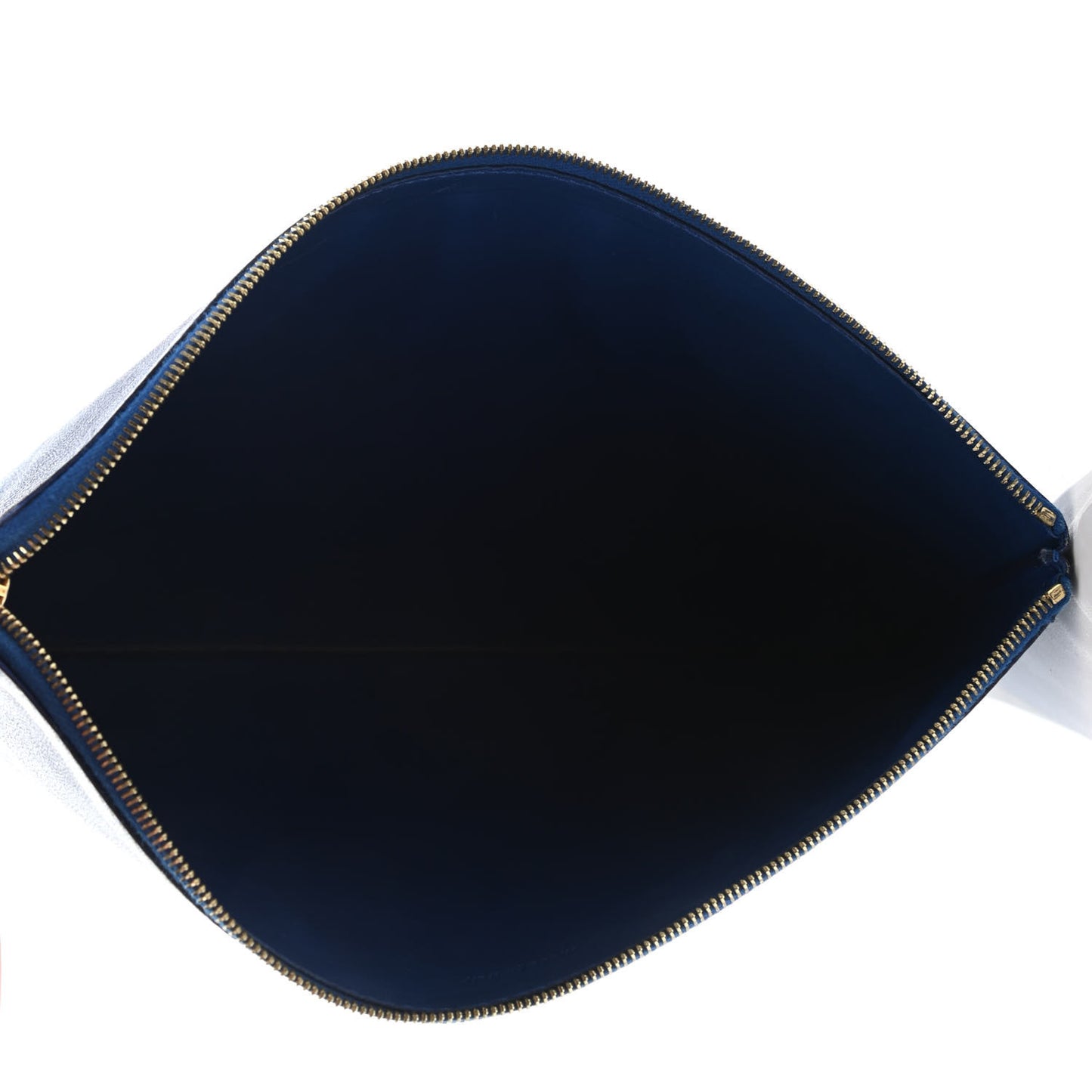 Lambskin Bi-Color Solo Clutch Pouch Royal Blue Brown