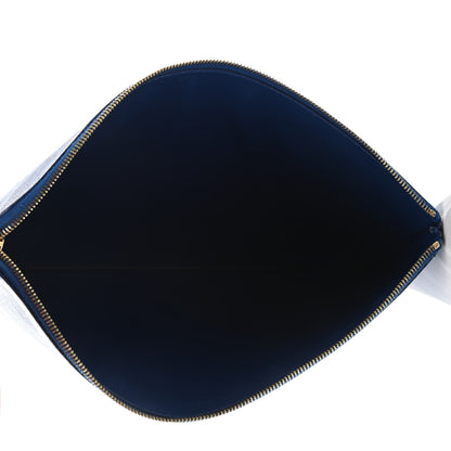 Celine Lambskin Bi-Color Solo Clutch Pouch Royal Blue Brown 4 of 4