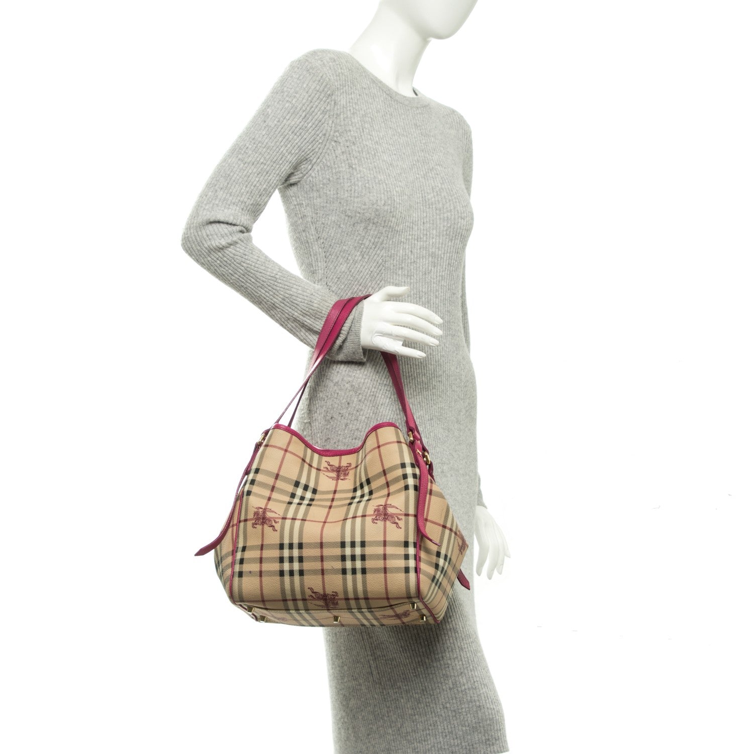 Burberry Haymarket Check Small Canterbury Tote Magenta 2 of 8