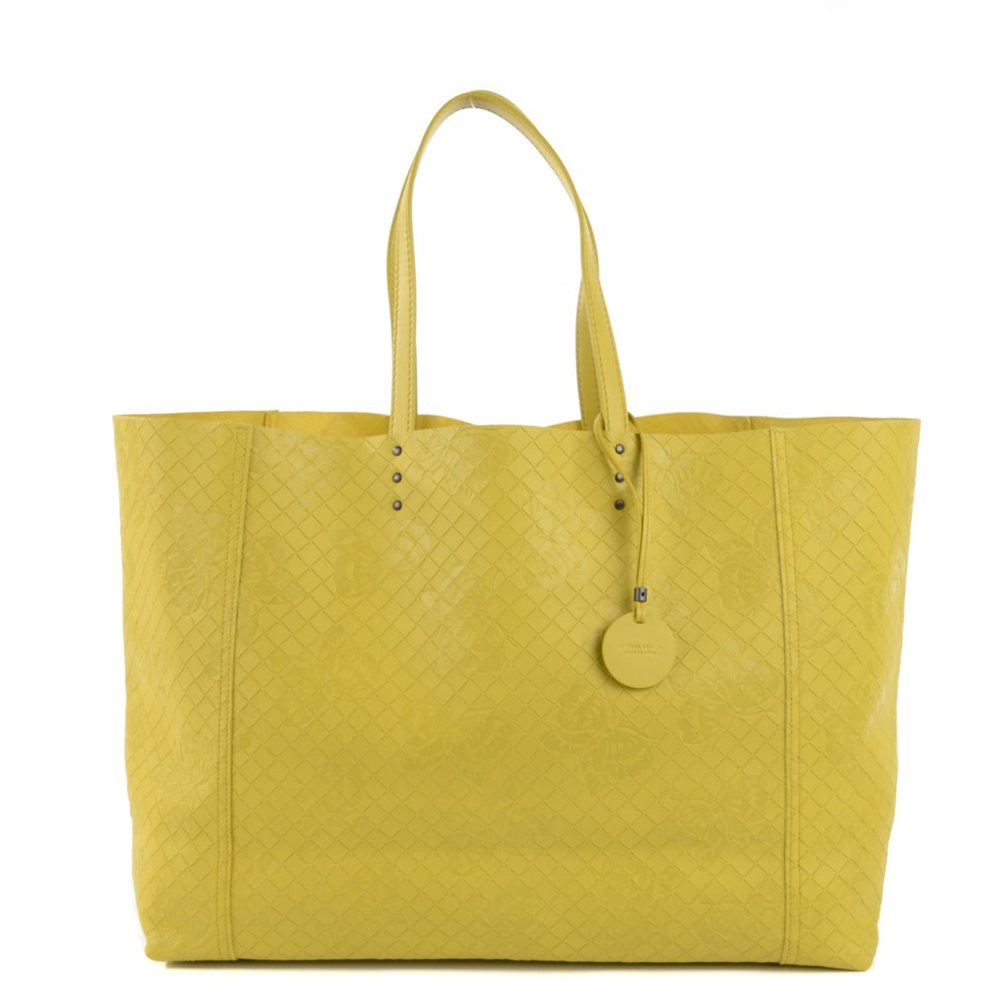 Calfskin Intrecciomirage Intarsio Large Tote Lime