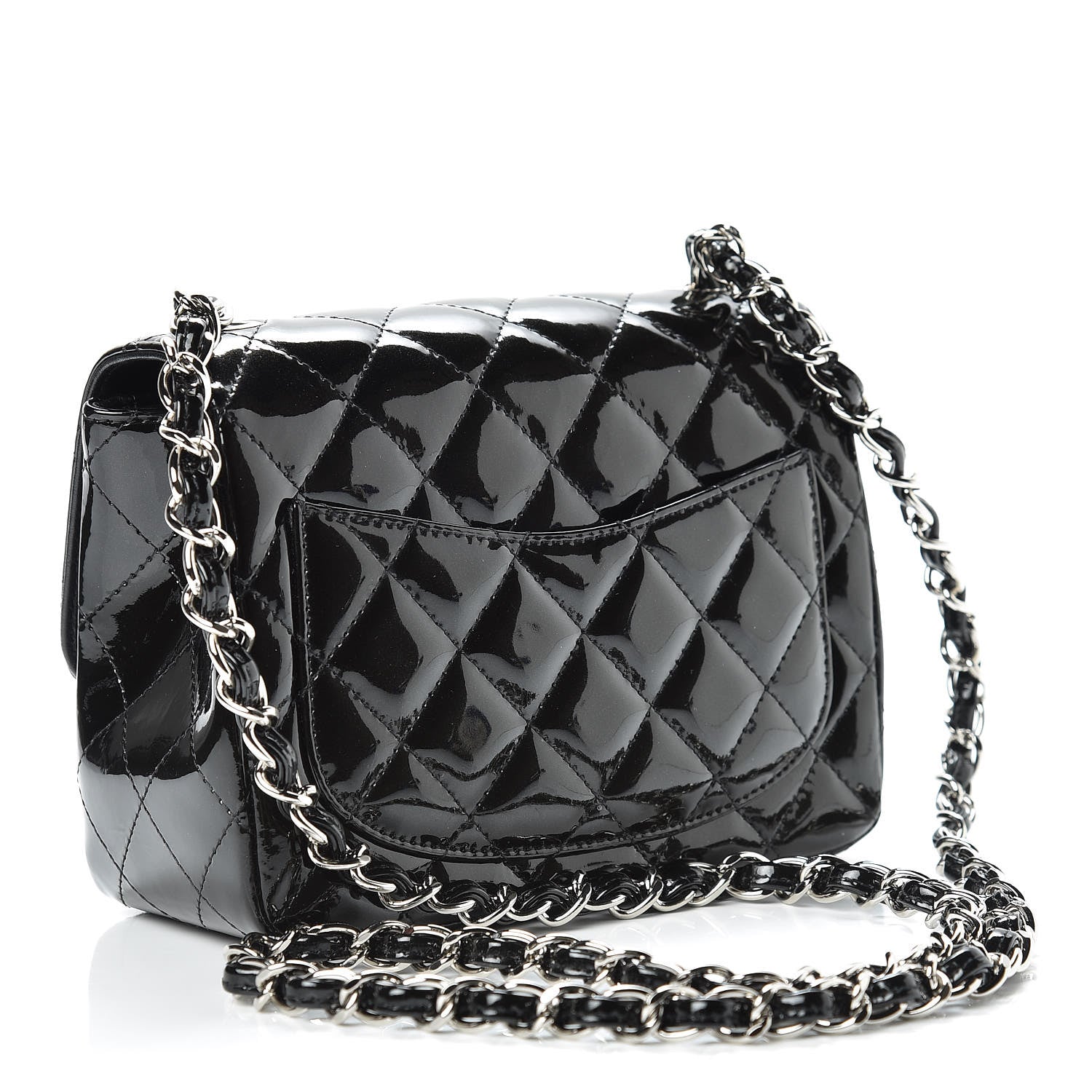 Chanel Patent Calfskin Sparkle Quilted Mini Square Flap Black 3 of 12