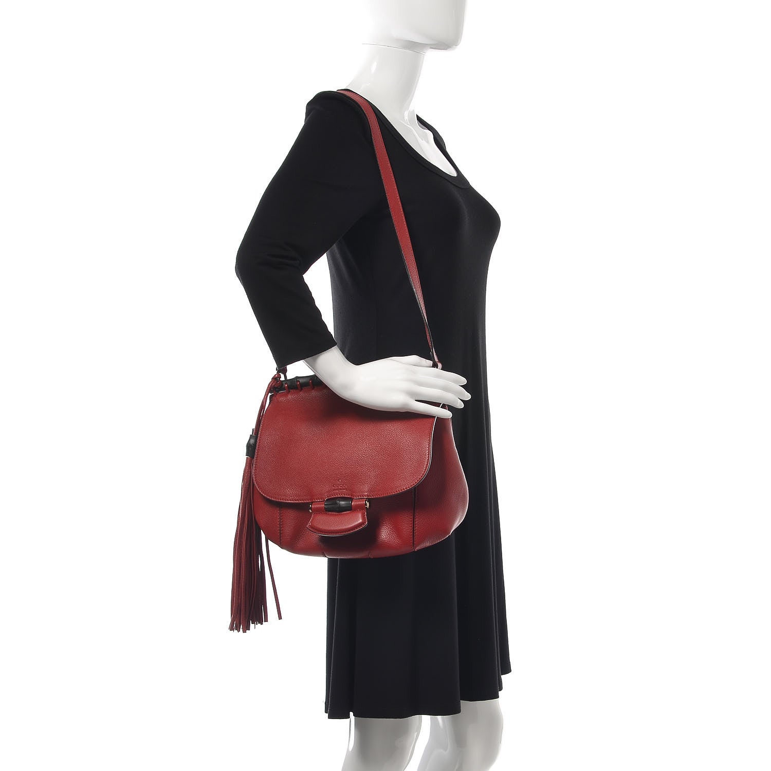 Gucci Calfskin Medium Nouveau Fringe Shoulder Bag Red 2 of 8