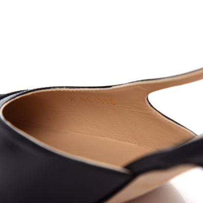 Chanel Goatskin Grosgrain Cap Toe CC Slingback Sandals 39.5 Black 10 of 11