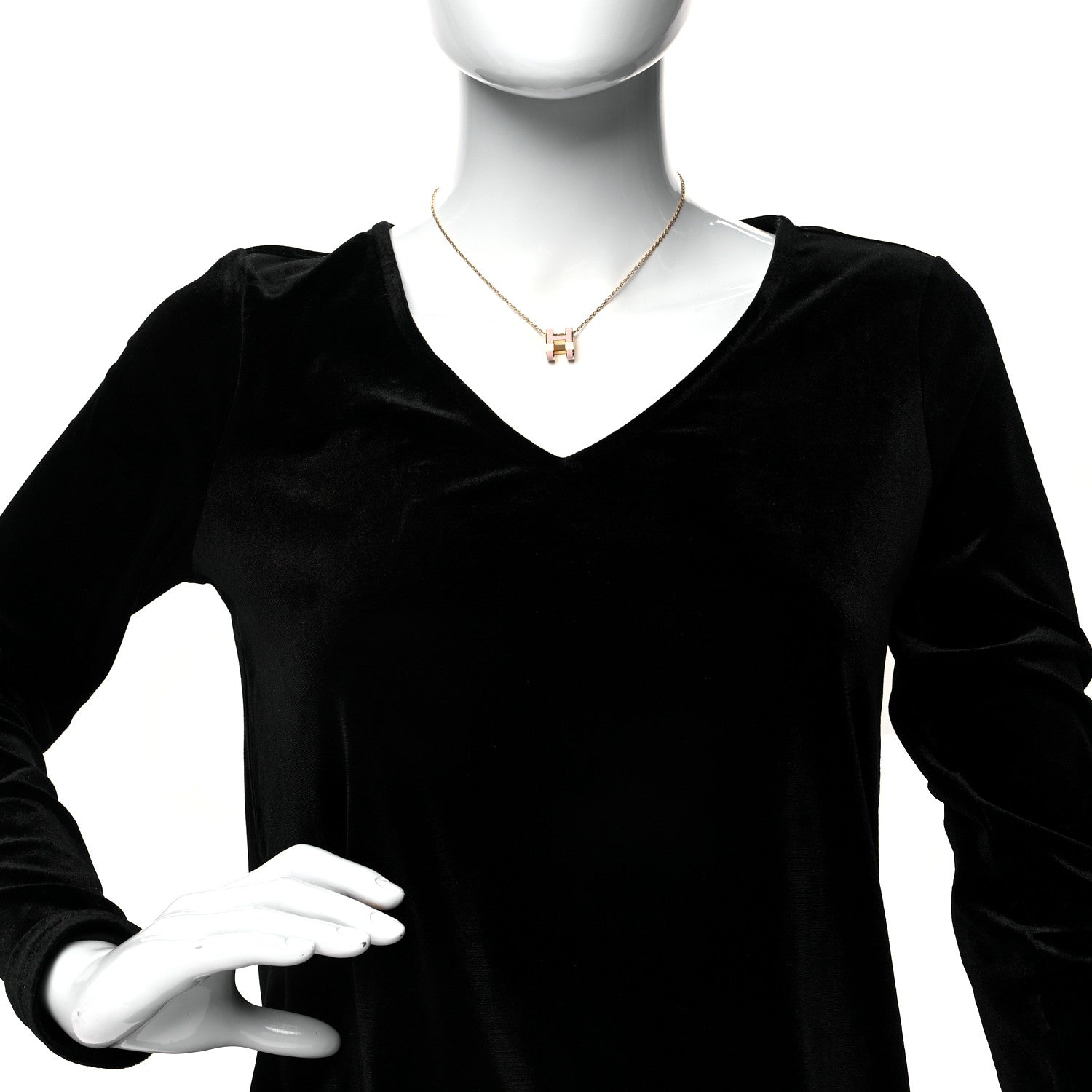 Hermes Lacquered Rose Gold Pop H Pendant Necklace Rose Dragee 2 of 4