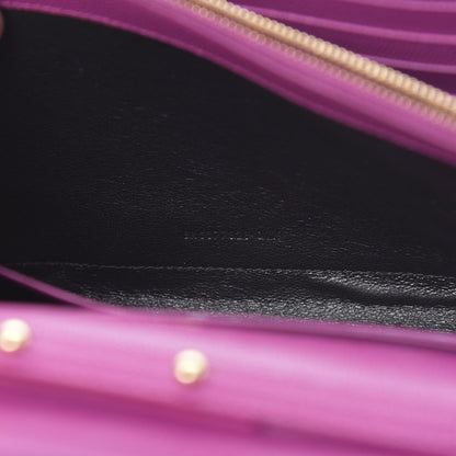 Saint Laurent Grain De Poudre Matelasse Chevron Monogram Chain Wallet Dark Grape 7 of 11