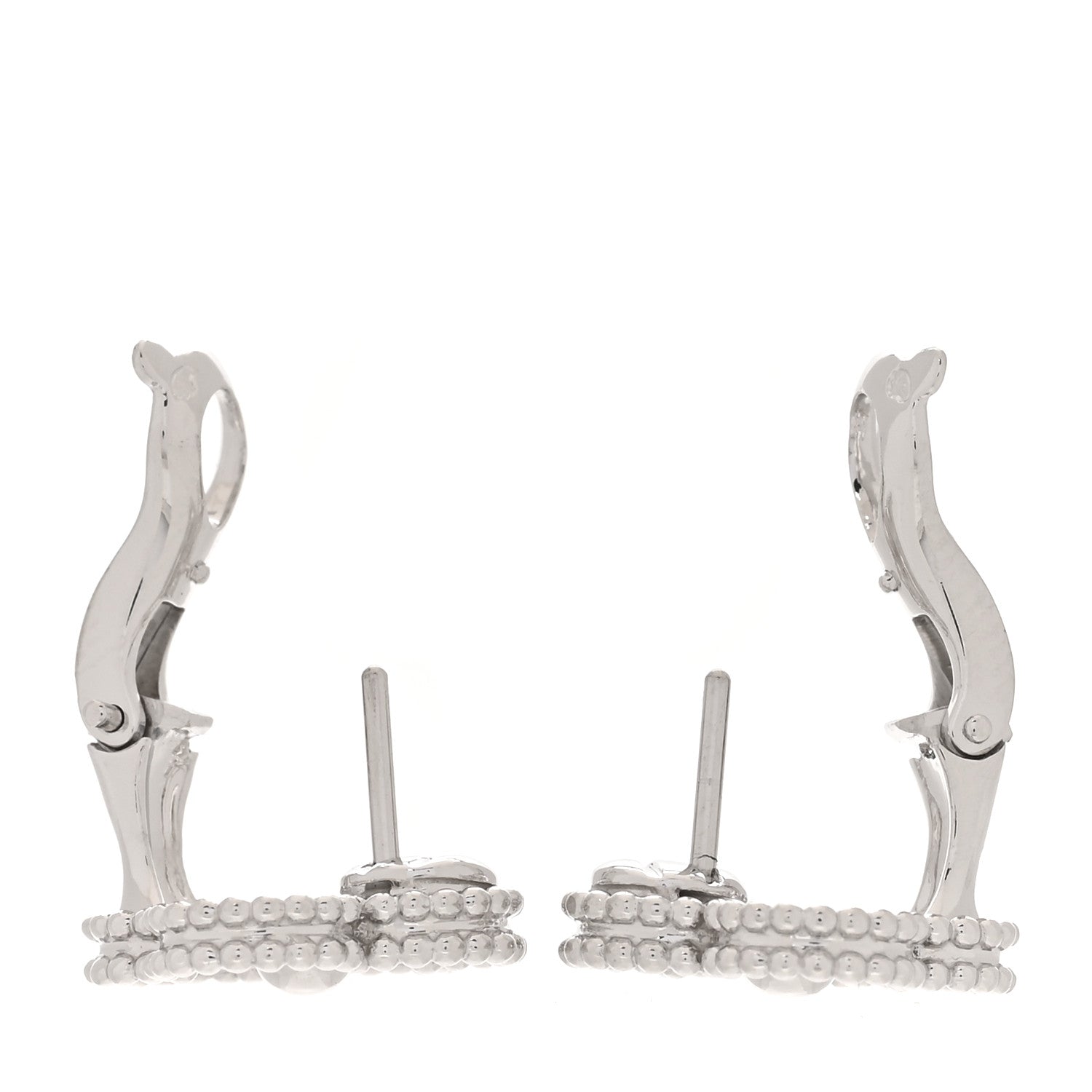 Van Cleef & Arpels 18K White Gold Diamond Vintage Alhambra Earrings 3 of 6