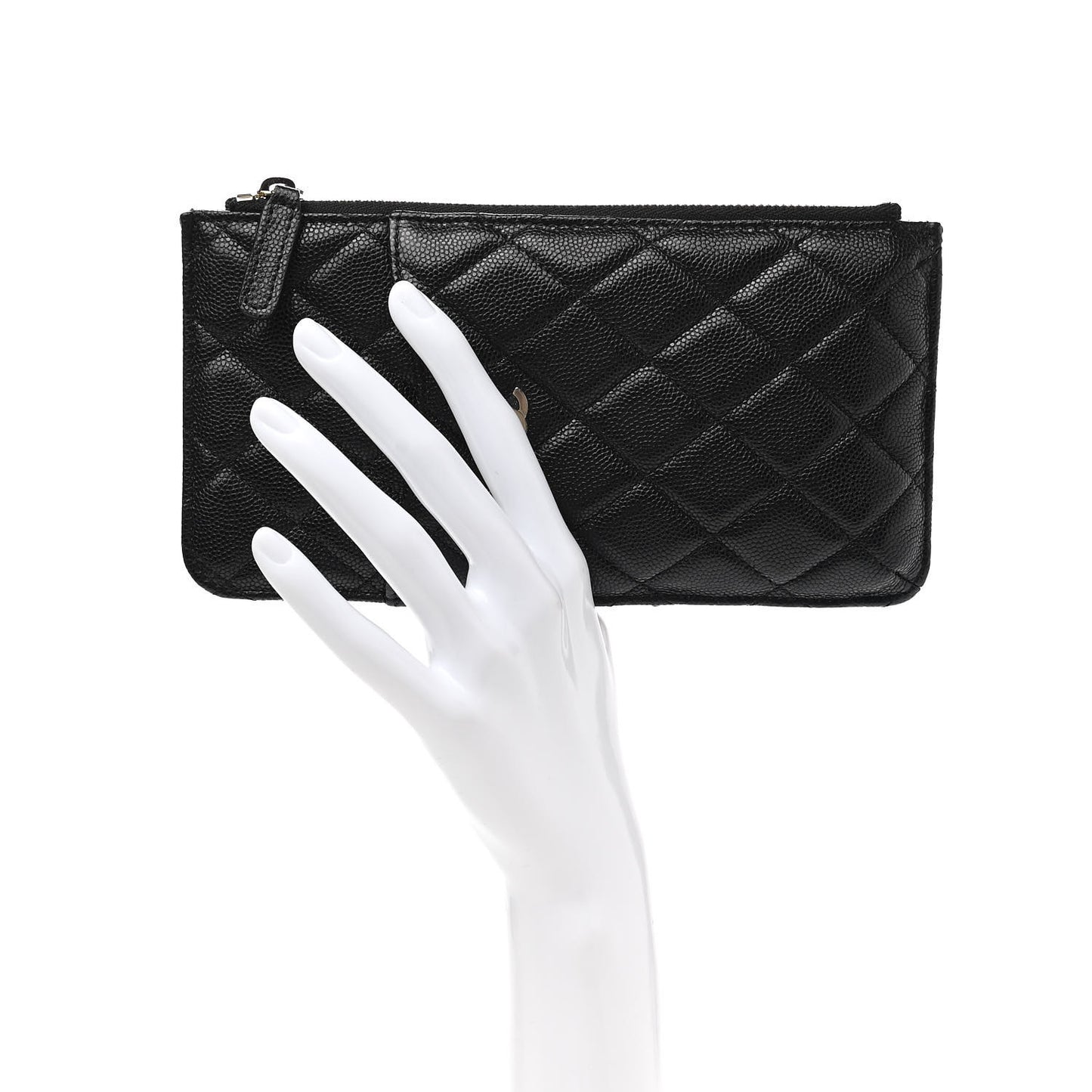 Caviar Quilted Classic Flat Wallet Pouch Black