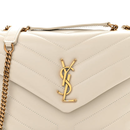 Saint Laurent Calfskin Y Quilted Monogram Small Loulou Chain Satchel Crema Soft 9 of 11