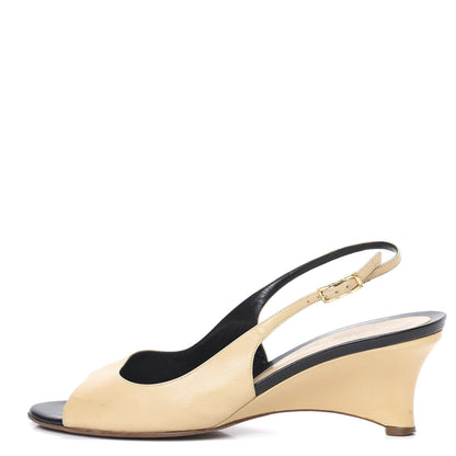 Chanel Lambskin Peep Toe Slingback Pumps 39.5 Beige 1 of 10