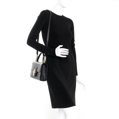 Dolce & Gabbana Iguana Calfskin Embossed Lucia Top Handle Bag Black 2 of 9