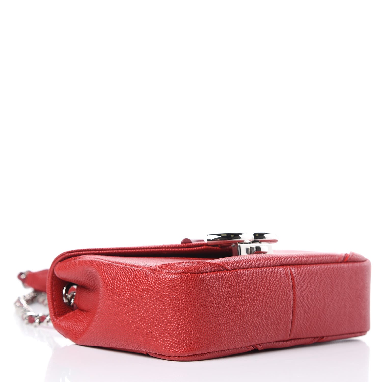 Chanel Caviar Macro Chevron Small Single Flap Red 4 of 11