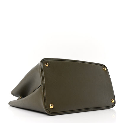 Prada Saffiano Cuir Large Double Bag Militaire 4 of 9