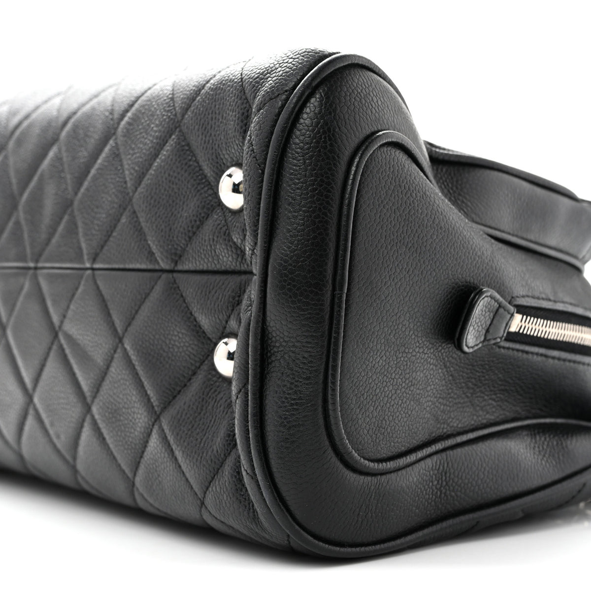 Caviar Quilted Shopping Tote Black