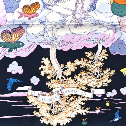 Hermes Silk Sur Mon Nuage Scarf 90 Bleu Black Mauve Multicolor 2 of 3
