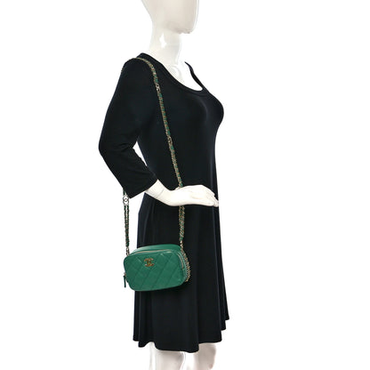 Chanel Caviar Quilted Mini CC You Camera Case Dark Green 2 of 9