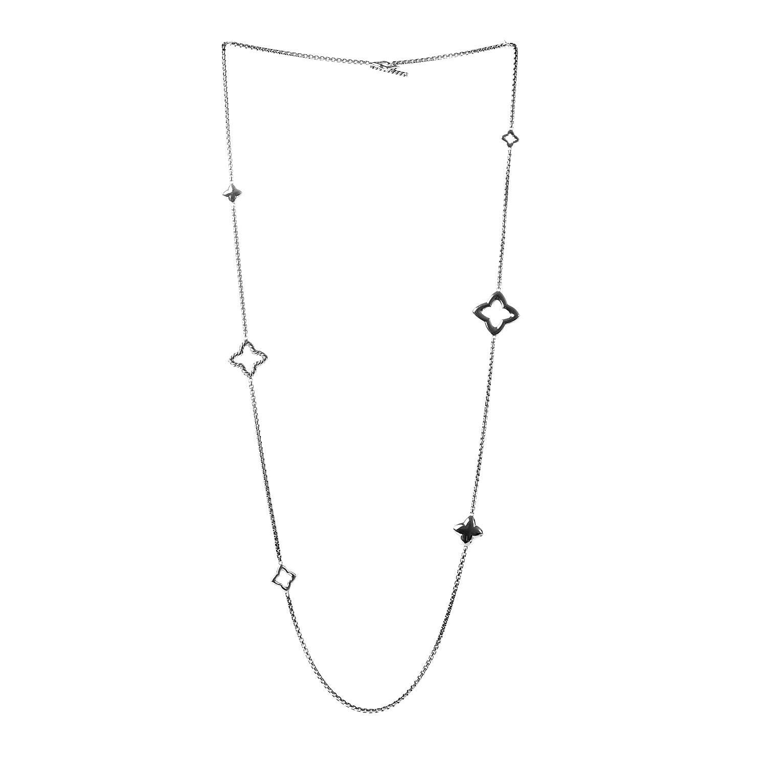 David Yurman Sterling Silver 25mm Quatrefoil Chain Necklace 3 of 4