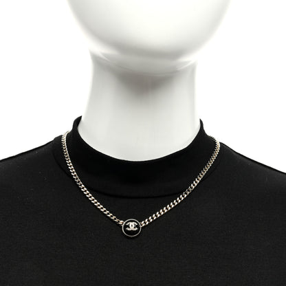 Chanel Crystal Resin CC Chain Link Short Necklace Black Gold 3 of 6