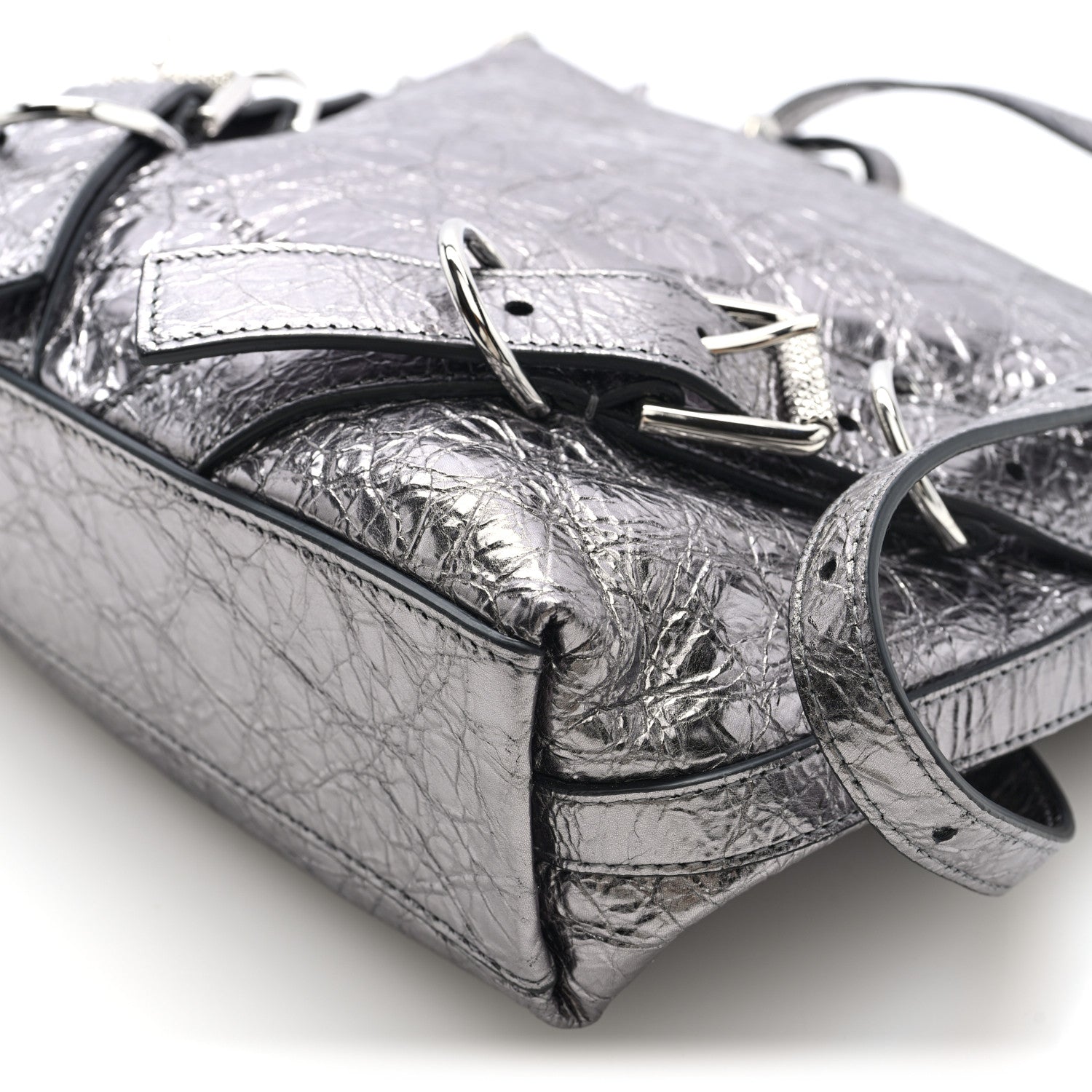 Givenchy Metallic Calfskin Small Voyou Bag Silver 9 of 9