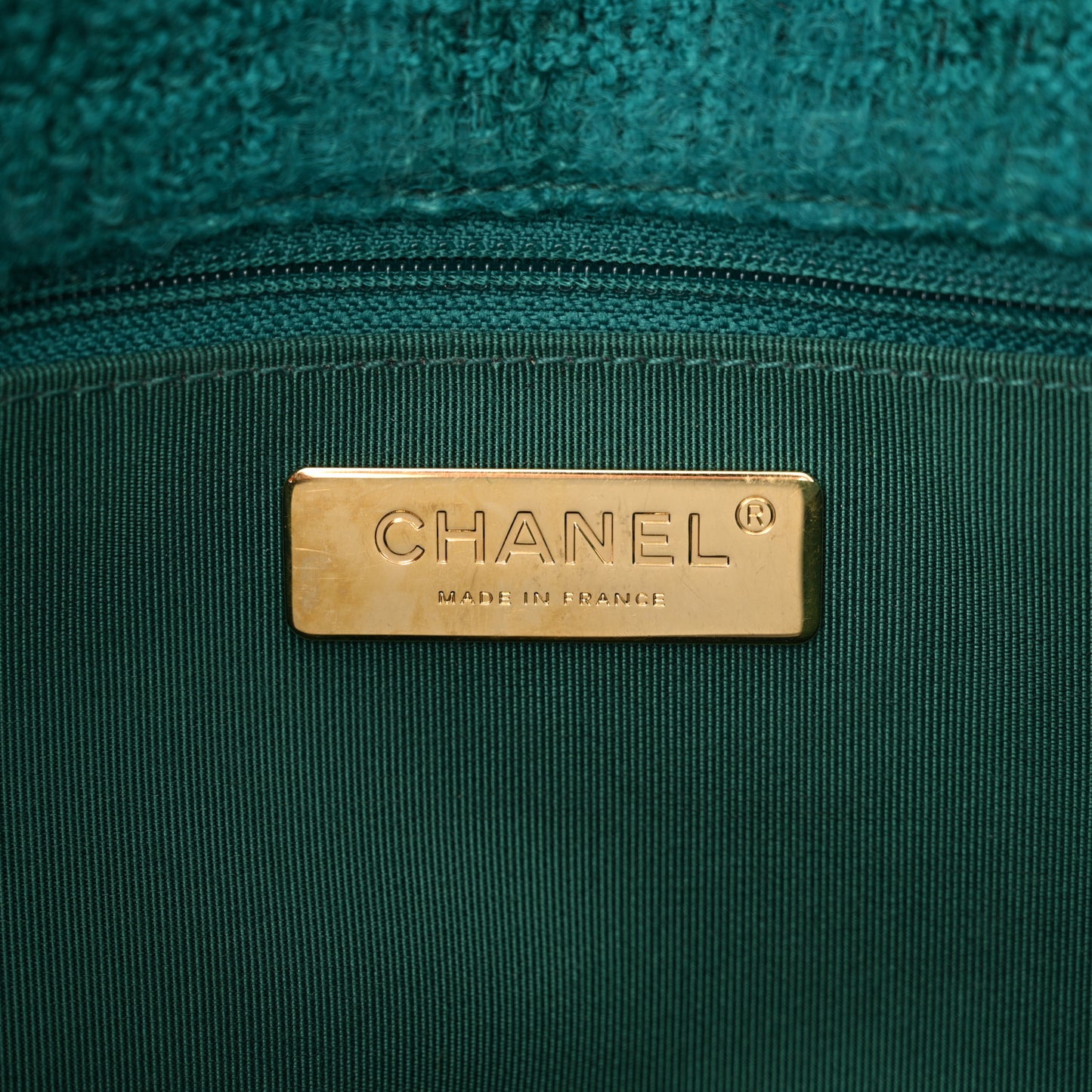 Tweed Quilted Large Chanel 19 Flap Green