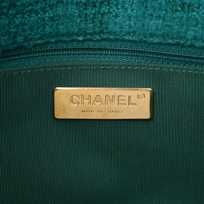 Chanel Tweed Quilted Large Chanel 19 Flap Green 6 of 13