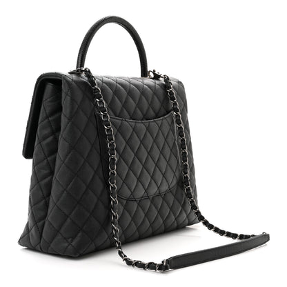 Chanel Caviar Lizard Quilted Large Coco Handle Flap Black 3 of 11