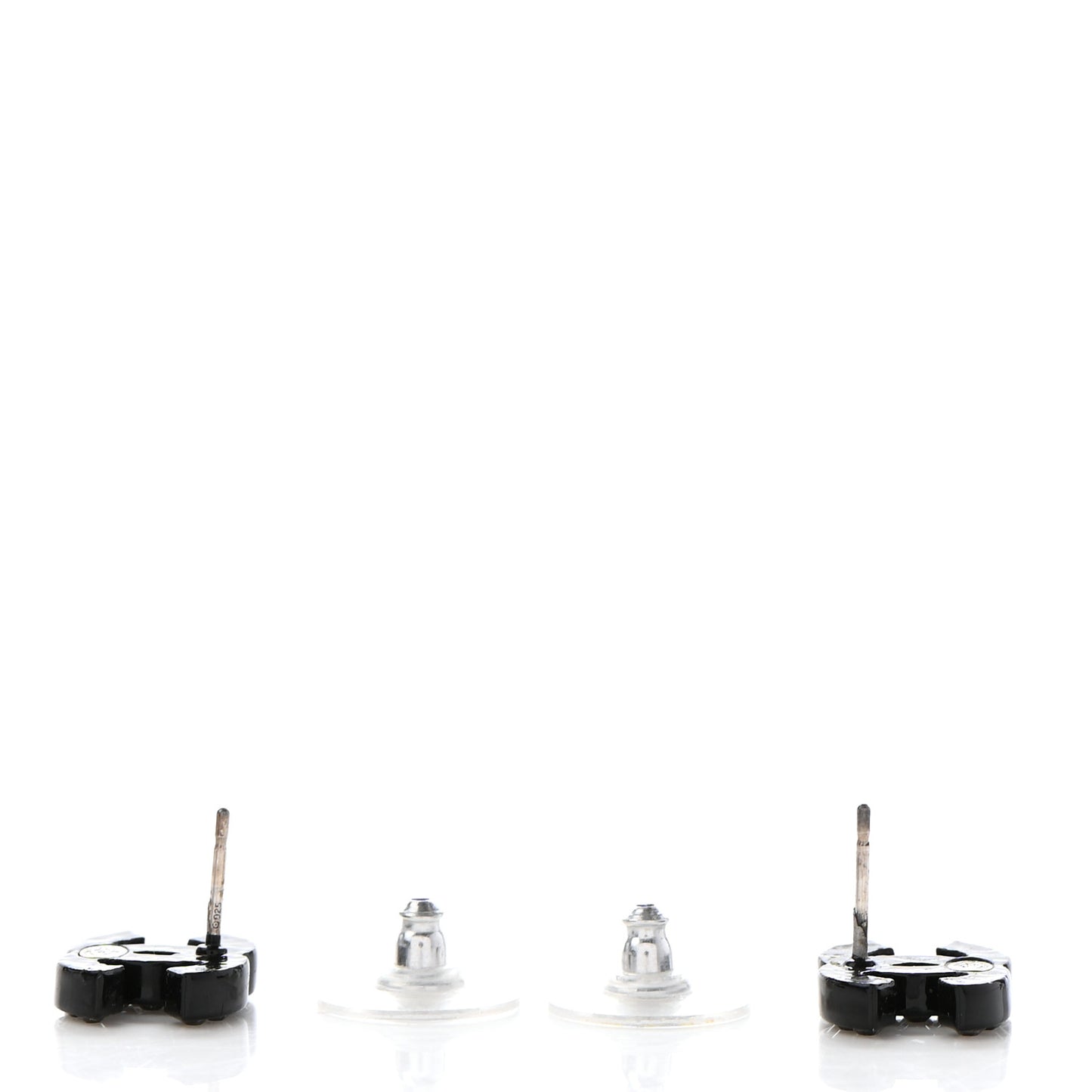 Resin Crystal CC Earrings Black