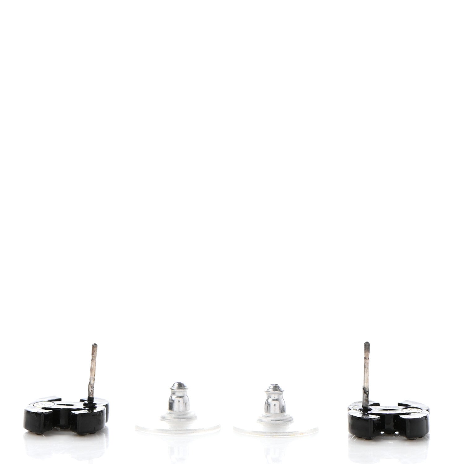 Chanel Resin Crystal CC Earrings Black 3 of 4