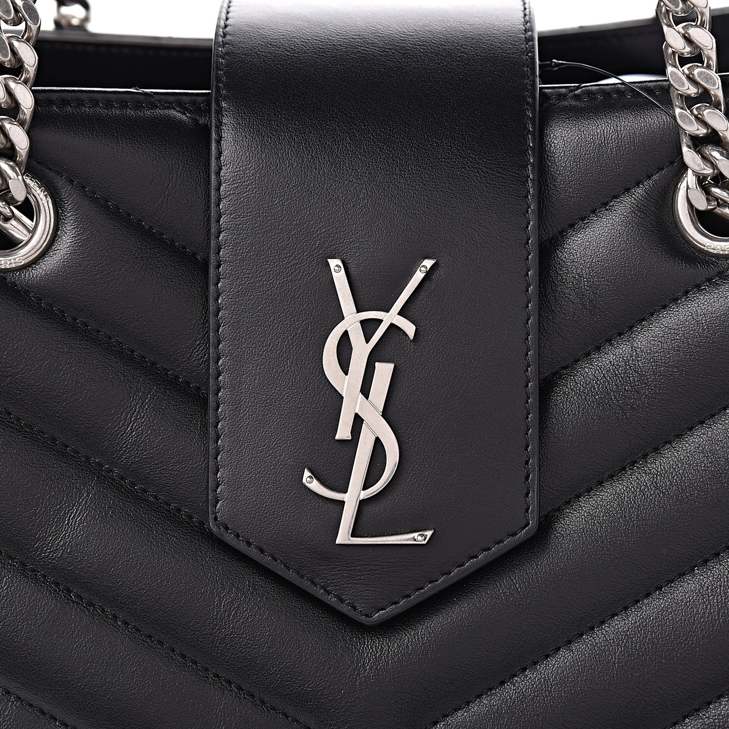 Calfskin Y Quilted Monogram Large Loulou Shopper Black