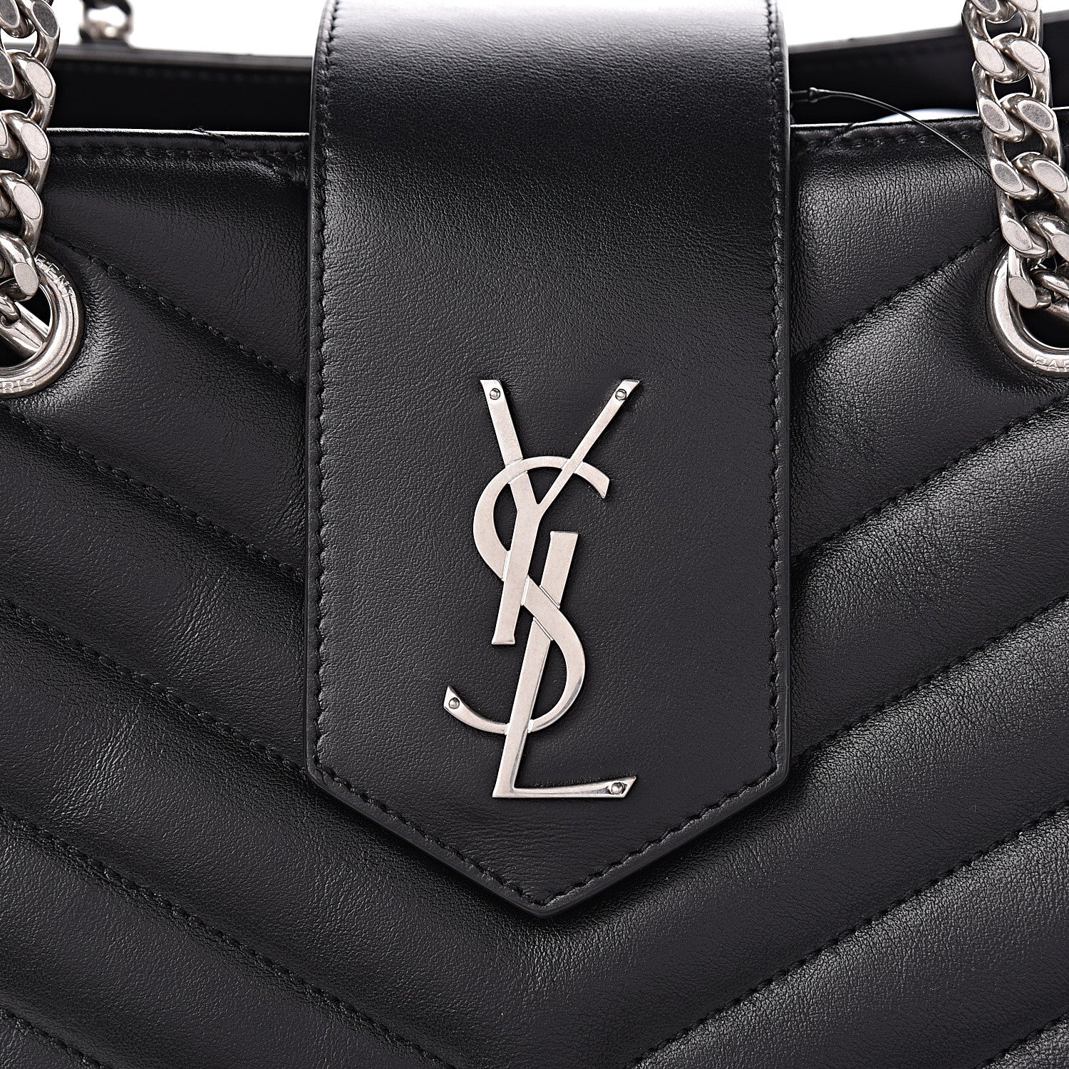 Saint Laurent Calfskin Y Quilted Monogram Large Loulou Shopper Black 8 of 10