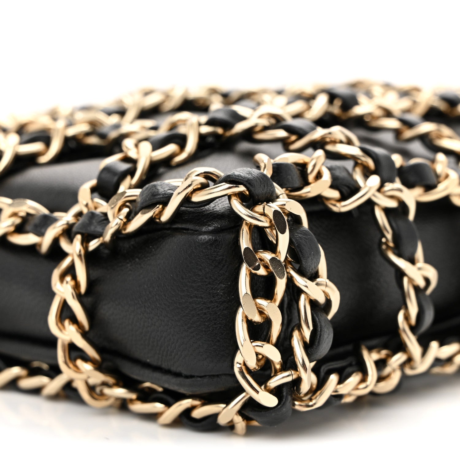 Chanel Lambskin Chain Frame Shoulder Bag Black 9 of 10