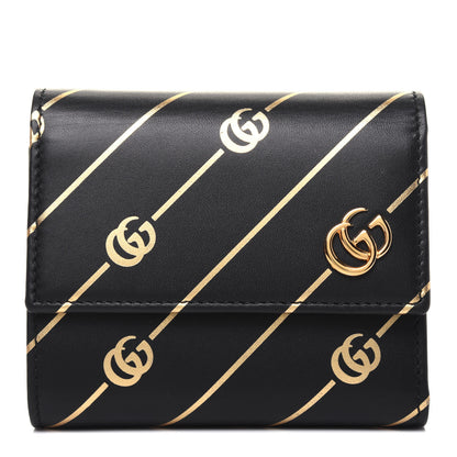 Gucci Calfskin Diagonal GG Wallet Black Gold 1 of 13