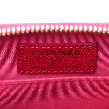 Chanel Caviar Camellia Embossed Zip Coin Purse Dark Pink 6 of 8