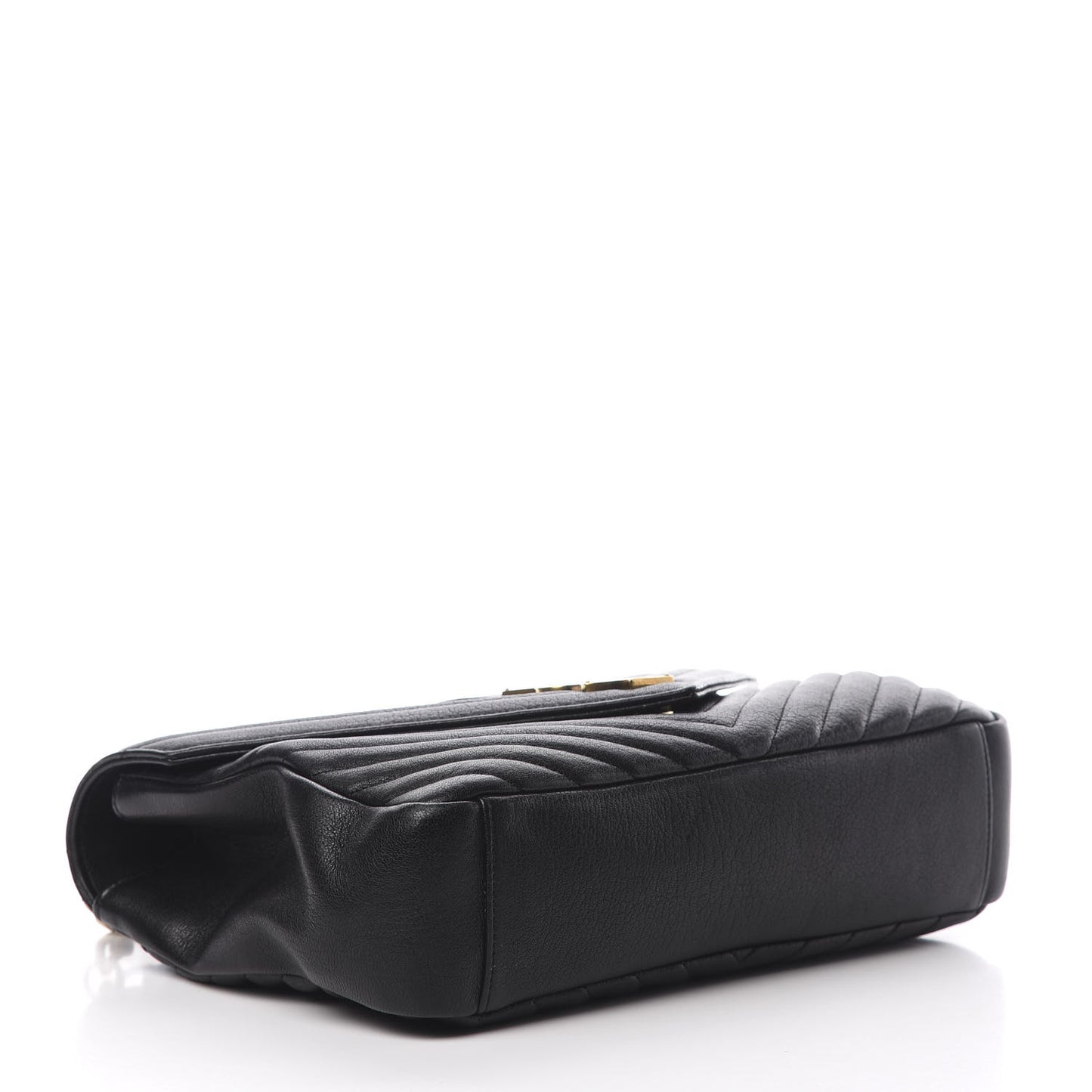 Sheepskin Matelasse Chevron Monogram Large College Satchel Black