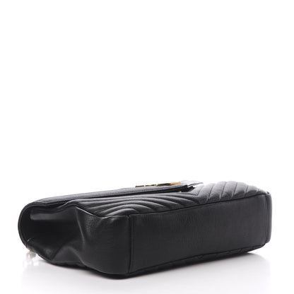 Saint Laurent Sheepskin Matelasse Chevron Monogram Large College Satchel Black 5 of 12
