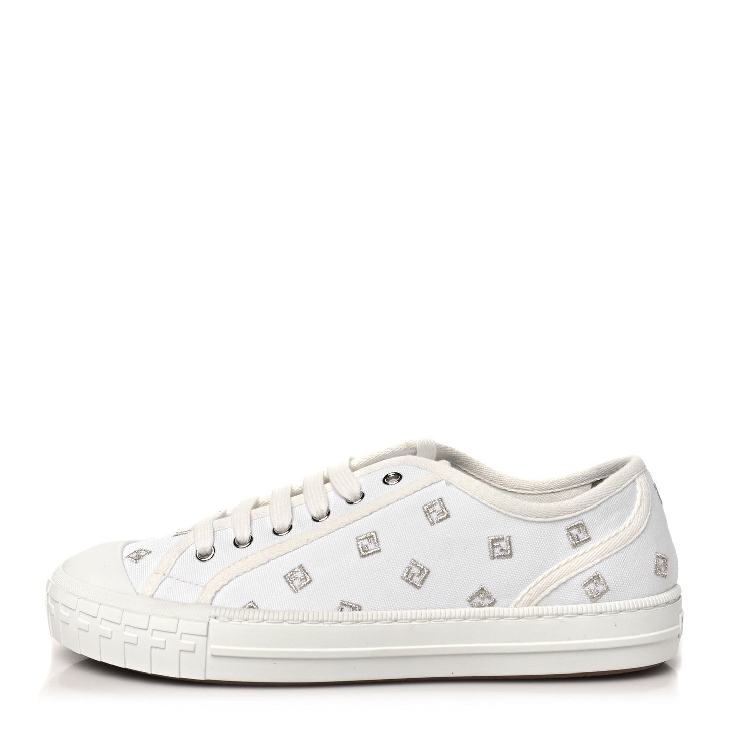 Canvas Lurex FF Womens Domino Low Top Sneakers 39 White