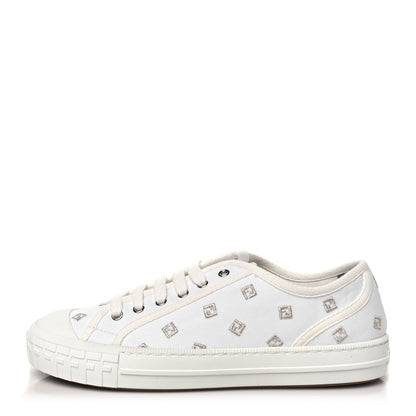 Fendi Canvas Lurex FF Womens Domino Low Top Sneakers 39 White 1 of 9