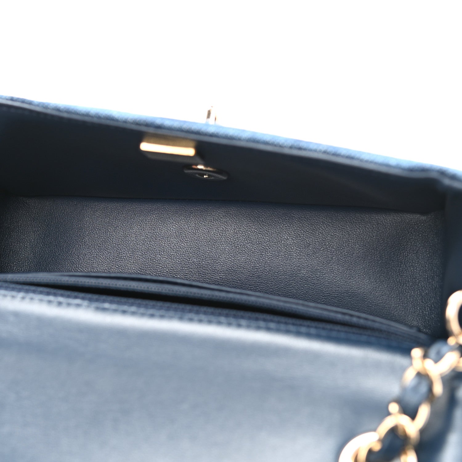 Chanel Printed Denim Quilted Mini Rectangular Flap Dark Blue 5 of 9