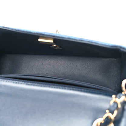 Chanel Printed Denim Quilted Mini Rectangular Flap Dark Blue 5 of 9
