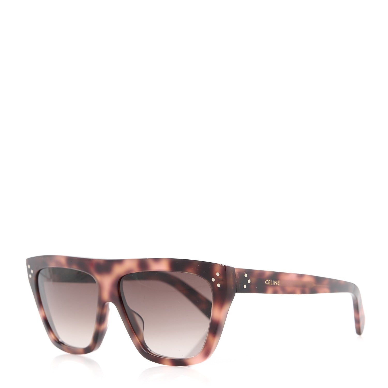 Celine Acetate Flat Top Bold 3 Dots Sunglasses CL40256I Dark Havana 1 of 9
