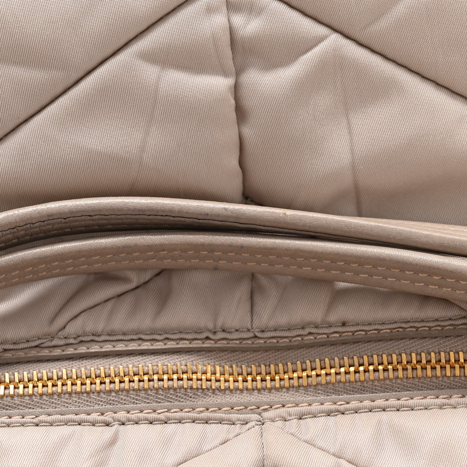 Prada Tessuto Nylon Chevron Quilted Shoulder Bag Beige 14 of 14