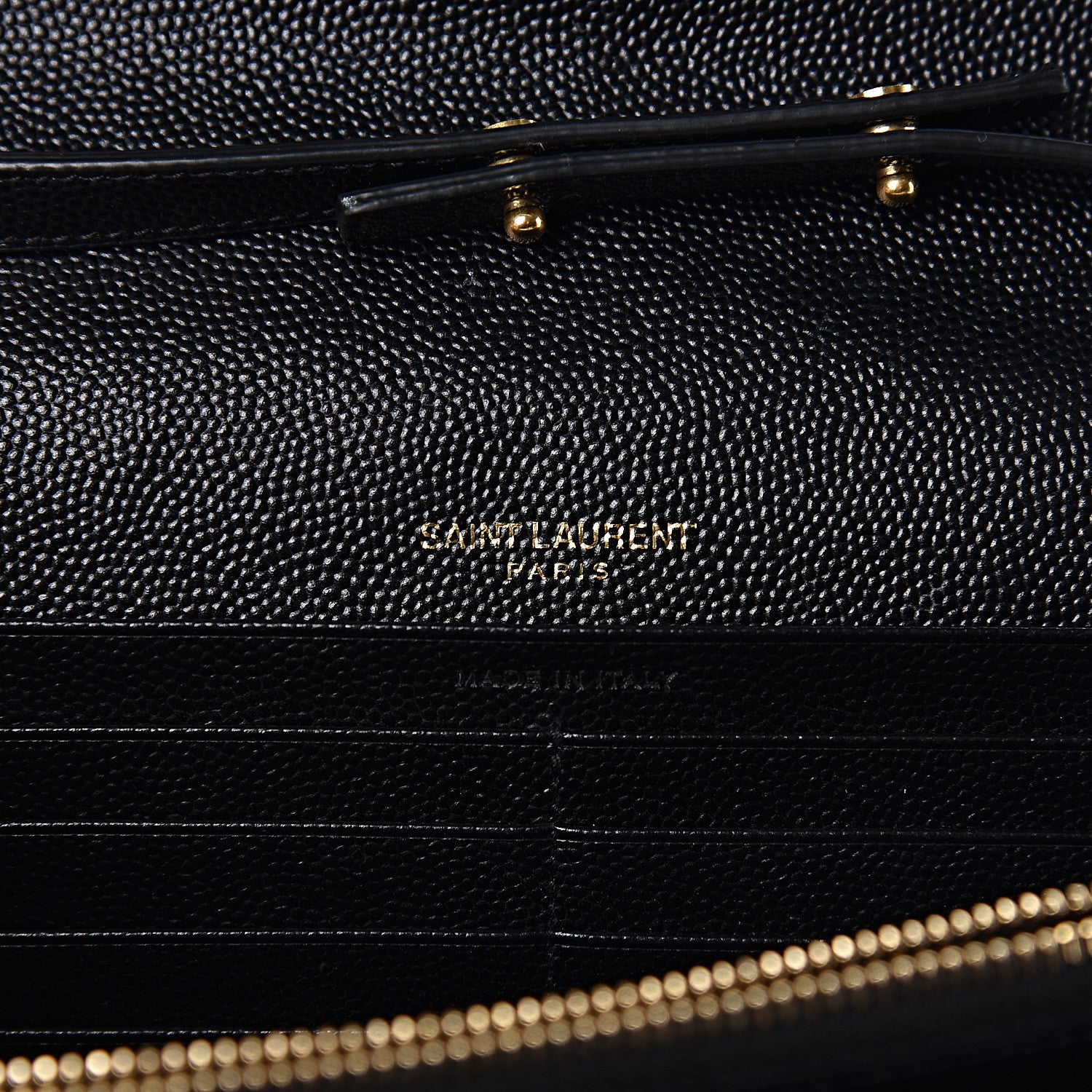 Saint Laurent Grain De Poudre Matelasse Chevron Monogram Chain Wallet Black 6 of 13
