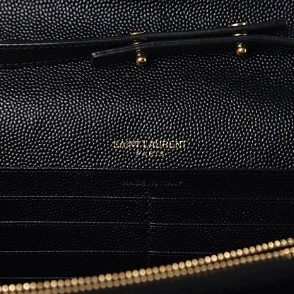 Saint Laurent Grain De Poudre Matelasse Chevron Monogram Chain Wallet Black 6 of 13